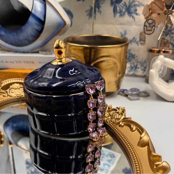 🆕 OSCAR DE LA RENTA 🧿 NWOT Crystal Embellished Amethyst Heart Drop Earrings - Picture 7 of 16